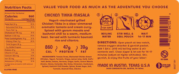 Bowl and Kettle Gluten Free 4-Pack Bundle Chicken Tikka Masala Ingredients