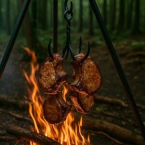 Hand Forged Hanging Meat Hook – Heavy Duty Iron Butcher Hook for Game & Camp,