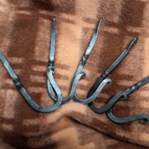 Hand Forged Large J Hooks 5 Pack – Heavy Duty Iron Wall, Rustic Blacksmith Utility