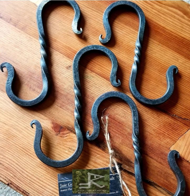 Hand Forged Large S Hooks 5 Pack – Heavy Duty Square Camp & Kitchen, Blacksmith Made - Image 2