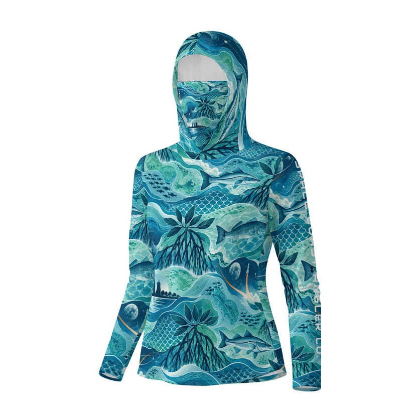Women's Coastal Performance Fishing Hoodie with Integrated Face Cover - Image 3