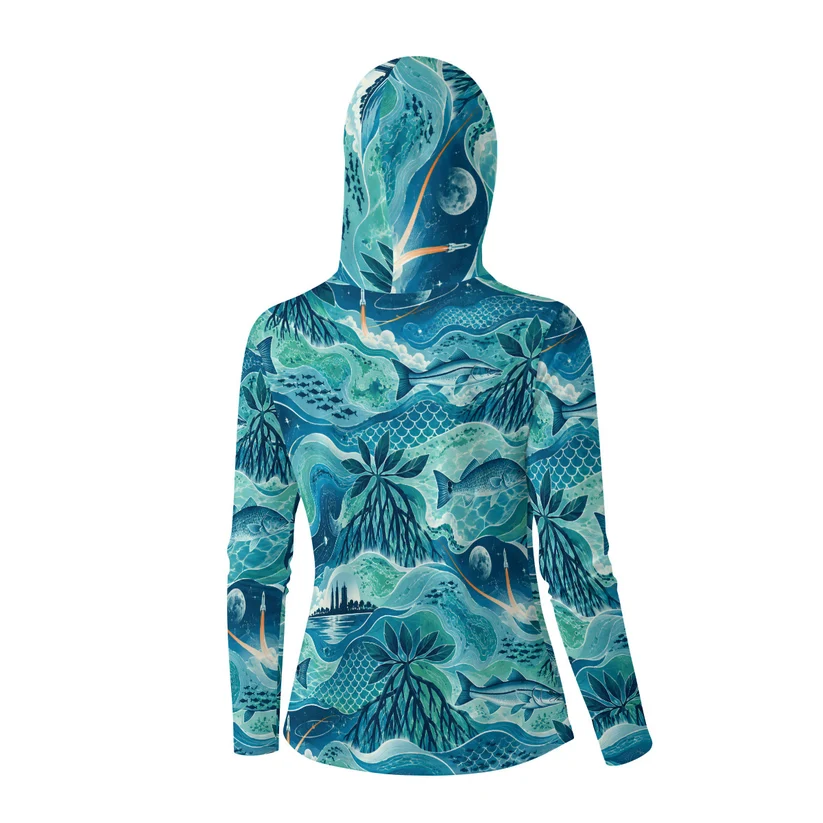 Women's Coastal Performance Fishing Hoodie with Integrated Face Cover - Image 4