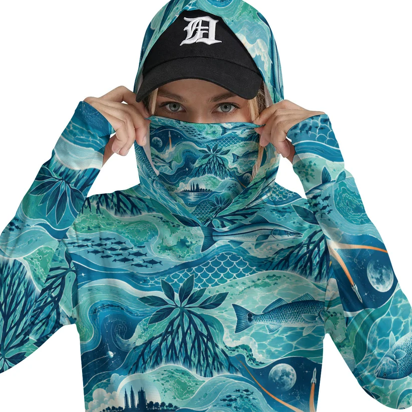 Women's Coastal Performance Fishing Hoodie with Integrated Face Cover - Image 5
